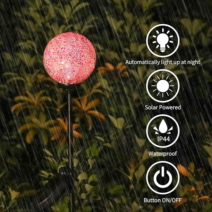 VCUTEKA Solar Garden Lights - Mosaic Solar Lights Outdoor Decor Pathway Light Waterpoof LED Stake Light for Landscape Lawn Patio Yard Decoration 1 Pack