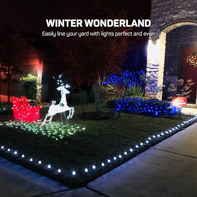 Christmas Light Yard Stakes [Set of 100] Outdoor Light Stakes - 8.5" Tall - Universal Christmas Pathway Lights On Yards, Driveways - Christmas Yard Stakes - USA Made