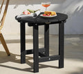 Y&M Outdoor Side Table, Waterproof Four-Legged Round Entryway End Table, Single-Tier HDPE Modern Small Coffee Nightstand for Bedroom, Living Room, Patio, Indoor or Outdoor Use, Black