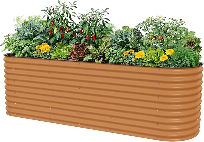 32" Extra Tall Raised Garden Bed Kits, 4 x 8 x 2.7ft Raised Planter Box Outdoor, 2.5 x 9.5 x 2.7ft Deep Root 10 in 1 Modular Metal Raised Beds for Gardening Vegetables Flowers Fruits - Terra Cotta