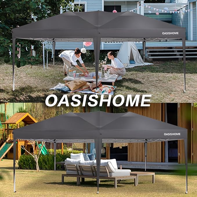 OASISHOME Pop-up Gazebo Canopy Tent 10'x20' with 6 Removable Sidewalls, Windows, Stakes, Ropes, Carry Bag,Suitable for Patio, Outdoor, Wedding Parties&Commercial Events (White, 10X20)