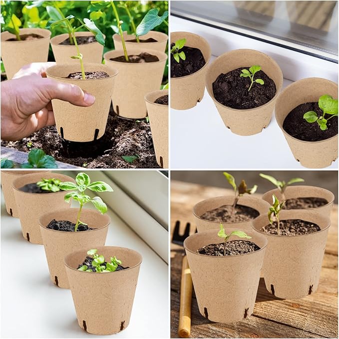 50PCS Peat Pots, 3.15Inch Seed Starting Pots with Drainage Holes Round Nursery Pot, Garden Germination Nursery Pot Bonus 20 Plant Labels