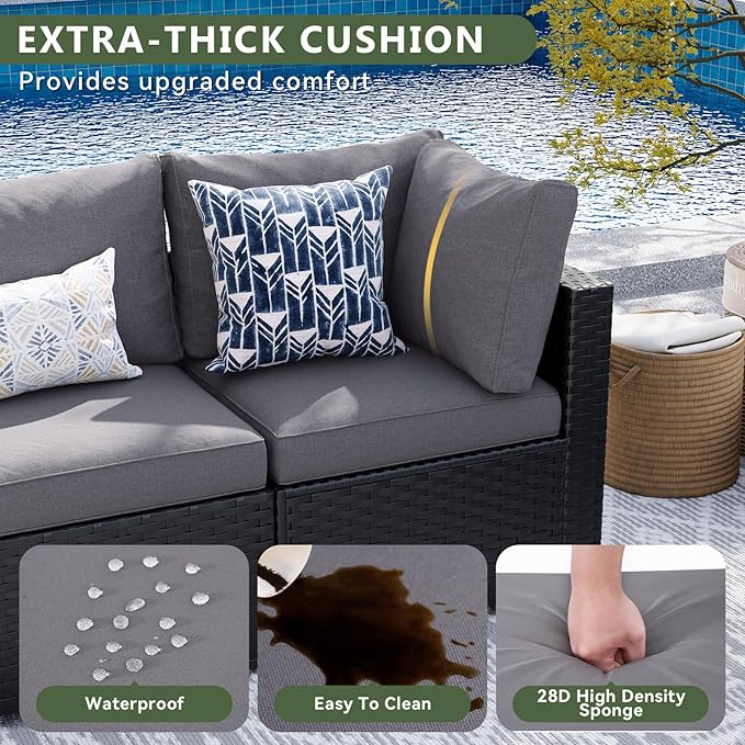 Aoxun 10 Piece Patio Furniture Set Wicker Rattan Patio Sectional Sofa Set Outdoor Seating Furniture with Thickened Cushion, Grey