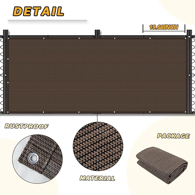 LOVE STORY 3'x6' Brown Balcony Screen Privacy Fence Cover UV Protection (HDPE) Weather-Resistant 3 FT Height Shield for Deck, Patio, Backyard, Outdoor Pool, Porch, Railing