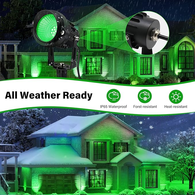 Christmas Spot Lights Outdoor Landscaping Spotlight,12W Green LED Landscape Lighting for Yard Garden St. Patrick's Day Flag Decoration,2Pack