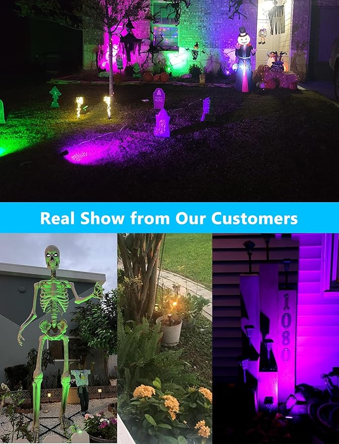 OurLeeme Lawn Flood Light Stake, 2-in-1 Waterproof Outdoor Remote controlle Landscape Lighting Spotlight Wall Light for Yard Garden Driveway Pathway Pool (4 Pack)