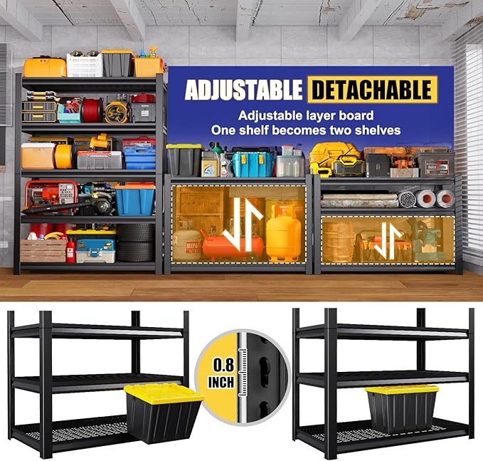 71"H Garage Shelving-3000LBS 5 Tier Storage Shelves,Adjustable Heavy Duty Metal Shelving Unit and Storage Large Wire Rack,Utility Steel Shelf For Shop Warehouse Industrial Pantry Basement 71"x35"x16"