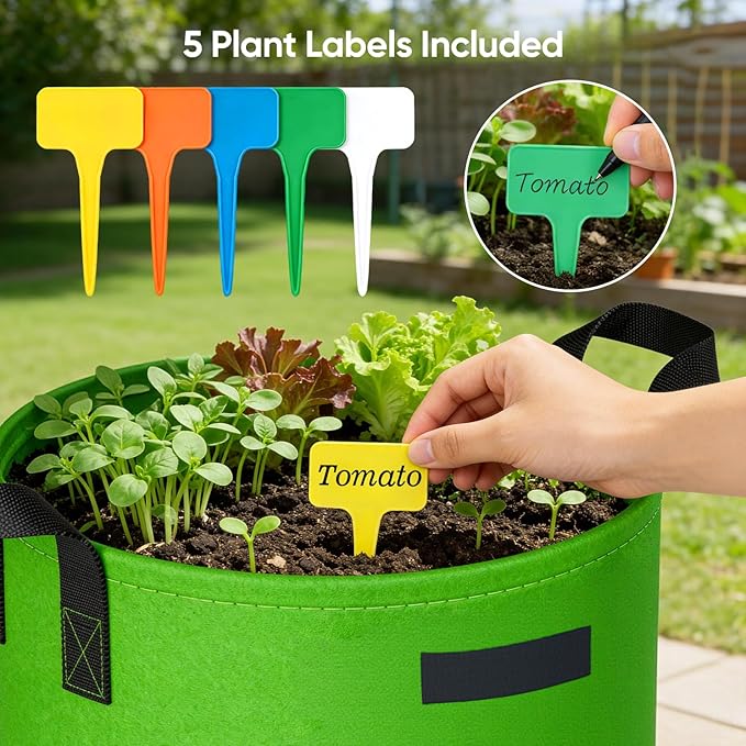 20 Gallon Potato Grow Bags: Set of 5 Colorful Gardening Supplies Fabric Pots with Harvest Window Reinforced Handles - Planting Container for Vegetable Tomatoes Carrot Flowers Balcony Patio Use
