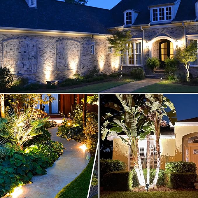 Low Voltage Landscape Lighting, 8 Pack Outdoor Spot Lights with Transformers, 12V Warm White Landscape Spotlights IP65 Waterproof Plug in Outdoor Uplights for Yard House Pathway Tree Pools