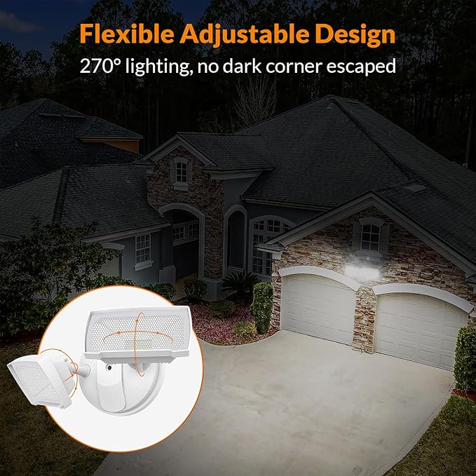 LEPOWER 28W 3000LM ‌LED Security Flood Light‌ ‌Outdoor‌, Switch Controlled Aluminum ‌Security Light‌, 2 Adjustable Heads, 5500K Daylight, IP65 Waterproof, Wet Location for Patio, Garden, Yard Lights