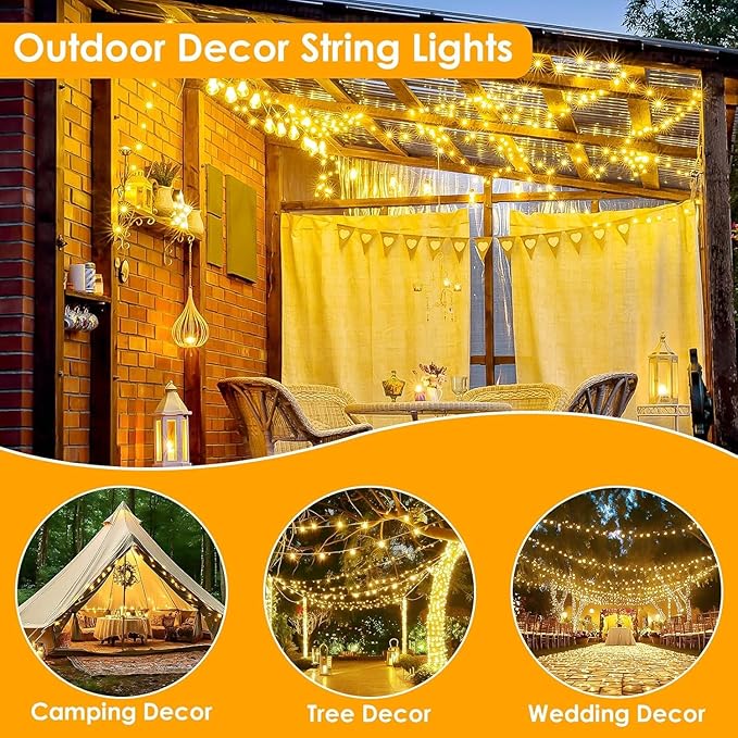 2Pack Each 66Ft 200LED Christmas Fairy Lights Plug in with Remote, Waterproof Twinkle Lights Outdoor Indoor, String Lights 8 Modes with Timer for Girl's Room Garden Christmas Decorations (Warm White)