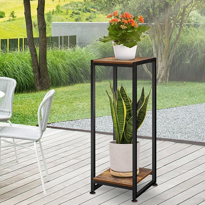 2-Pcak Plant Stand Indoor, 31.5'' Tall Wood Plant Stands Heavy Duty Pedestal Stand for Indoor Outdoor, Modern Corner Flower Stand for Patio, Living Room, Balcony