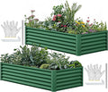 YITAHOME 72x36x18 in 2pcs Galvanized Raised Garden Bed Kit, Large Metal Planter Box with Gloves & Support Rod, Outdoor Flower Bed for Plants Vegetables, Green