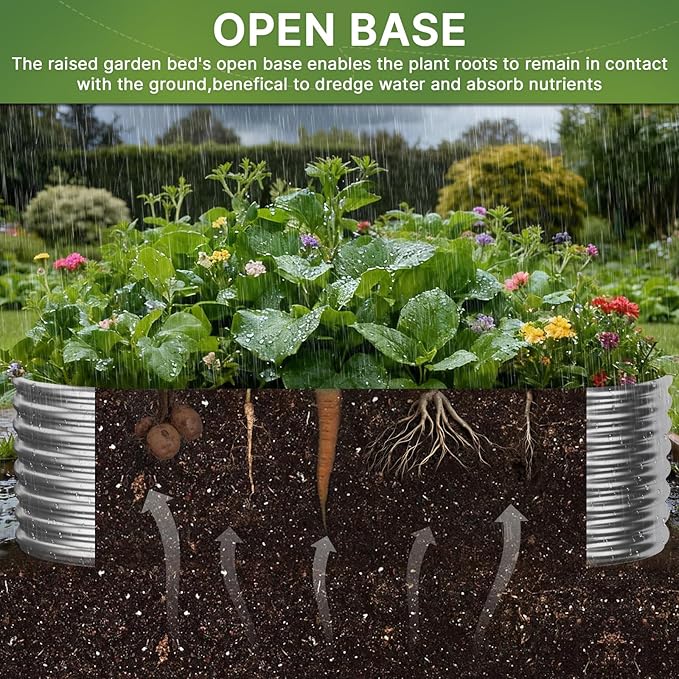 3 PCS Tall 4x2x1.5ft Galvanized Raised Garden Bed Outdoor, Metal Garden Bed for Vegetables, Above Ground Garden Box for Flower, Steel Raised Beds for Gardening