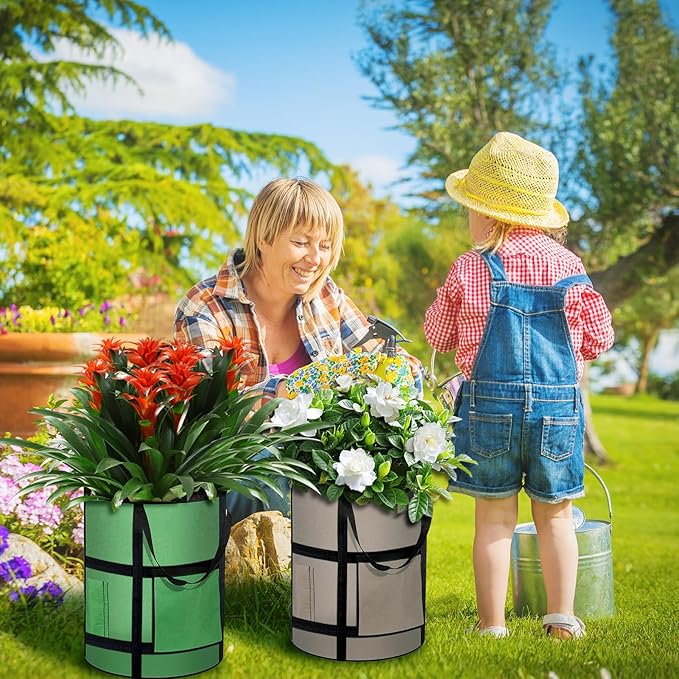 10 Gallon Potato Grow Bags with Viewing Window, 300G Nonwoven Garden Planting Pots, Heavy-Duty Surround Handles for Gardening Supplies (6Pack Grow Bags)