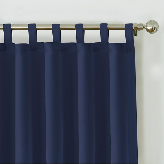 Elrene Home Fashions Matine Weatherproof Tab-Top Indoor/Outdoor Solid Color Curtain Panel for Porch, Pergola, Patio, Deck, 52”W x 84”L, Blue (Pack of 2)