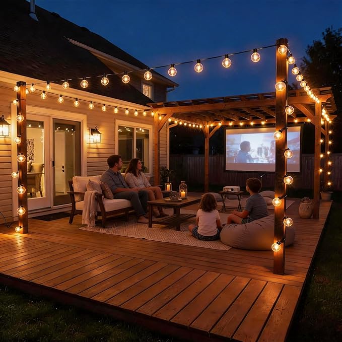 RTTY Classic Series 100FT All-Purpose Outdoor String Lights with 37 G40 Bulbs - Versatile for Patio & Deck Lighting, Backyard Gatherings, Poolside Evenings, and Intimate Wedding Decor