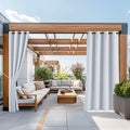 NICETOWN 2 Panels Waterproof Outdoor Curtains for Patio, Thermal Insulated Grommet Light Blocking Outdoor Blinds Room Darkening for Porch/Yard/Sliding Glass Door, W84 x L95, Greyish White