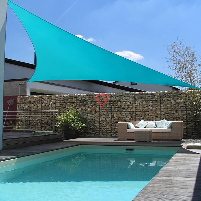 Patio Paradise 13' x 13' x 12'10" Sun Shade Sail Triangle Canopy, Permeable Shade Cloth Fabric Sunlight Block Patio Cover HDPE Deck Awning for Outdoor Backyard Pergolas Roof Shading, Turquoise