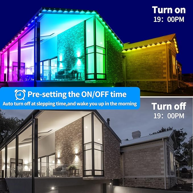 300ft Permanent Outdoor Light, RGB Outdoor eave Light,IP67 Waterproof LED eave Lights,Suitable for Party, Daily,Halloween,Christmas,Rooftop,Garden,Patio（2 Rolls of 150ft）