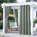 NICETOWN 2 Panels Sage Green Blackout Outdoor Curtains for Patio Waterproof, Rustproof Grommet Room Darkening Thermal Insulated Window Treatments for Front Porch & Canvas, W52 x L72