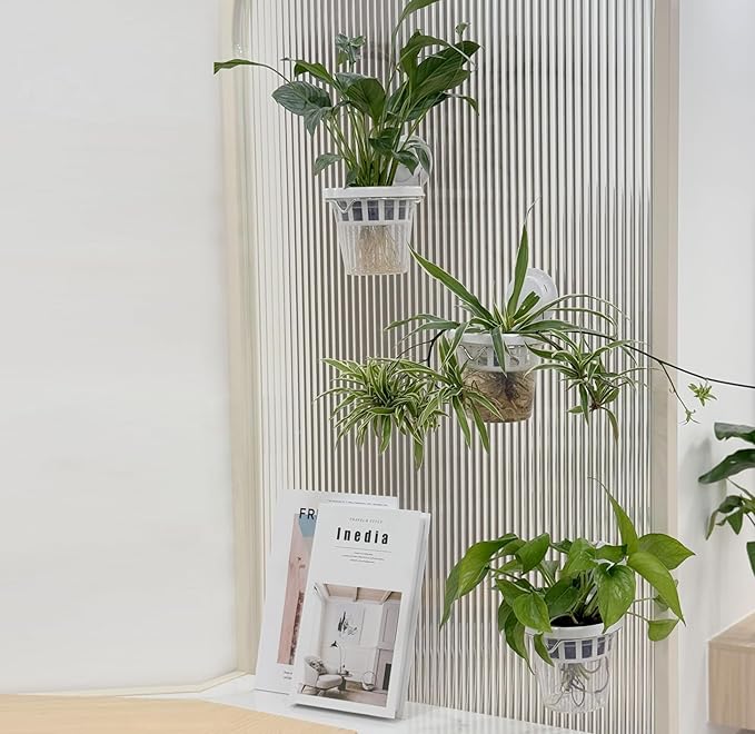 Set of 3 Plastic Window Planter with Suction Cup Holder. Large Window Popagation. Clear Self Watering Window Mounted Plant Pots. Window Sill Planters Extender for Indoor Hydroponic Plants