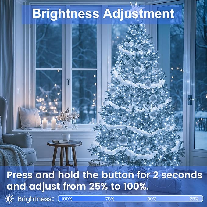 Cool White to Multicolor Color Changing 100 LED 33FT Connectable Christmas String Lights for Outdoor Indoor, 11 Modes Christmas Tree Clear Wire Fairy Waterproof Lights with Memory & Remote & Timer