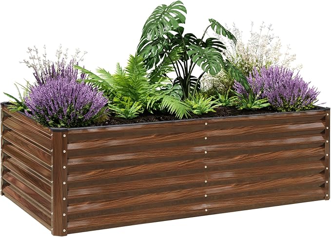 SnugNiture Galvanized Raised Garden Bed 6x3x2FT Outdoor Large Metal Planter Box Steel Kit for Planting Vegetables, Flowers
