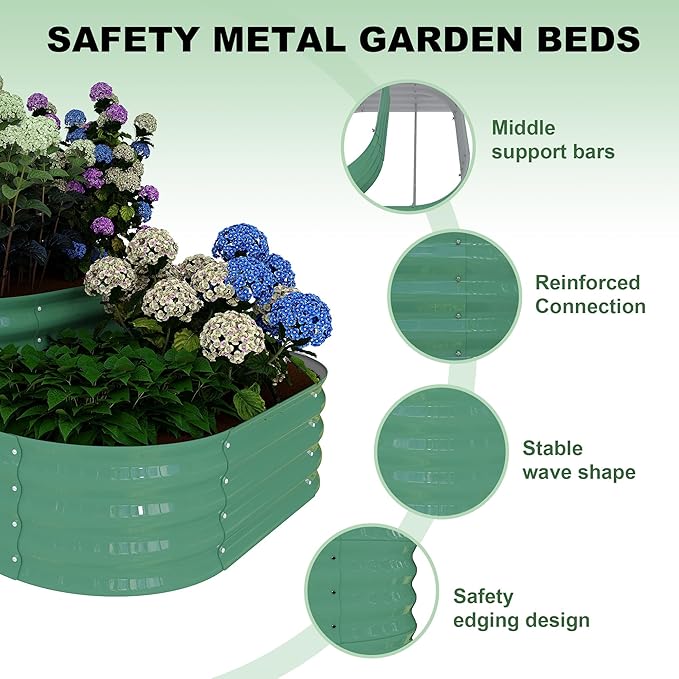 Galvanized Raised Garden Bed Kit – 61x42x31 in Outdoor Planter Box for Vegetables, Herbs & Flowers. Modular 3-In-1 Raised Garden Beds Outdoor with Open Base, Garden Box and Planters for Plants