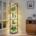 Corner Plant Stand with Grow Light Shelf 5 Tiered Plant Stand 59” Tall Flower Holder with 4 LED Grow Light Flower Stands for Indoor Plants Wood Corner Shelves for Plants Outdoor