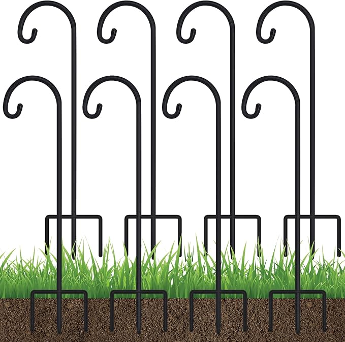 FEED GARDEN Adjustable 32 Inch Shepherd Hooks Rust Resistant Steel Shepard Hooks for Outdoor Hanging Lanterns, Bird Feeders, Solar Lights, Weddings Decor 8 Pack