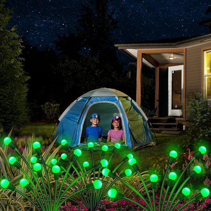Solar St Patricks Day Lights Outdoor, 6 Pack 60 LED Solar Green Firefly Lights Waterproof, Sway by Wind, Swaying Light for Yard Patio Backyard Garden Planter Flower Bed Pathway Outdoor Decoration
