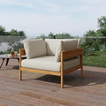 Acanva Modern Outdoor Patio Furniture Set, All-Weather Aluminium Conversation Sectional Sofa with Thick Cushions for Backyard, Garden, Porch, Armchair, Beige