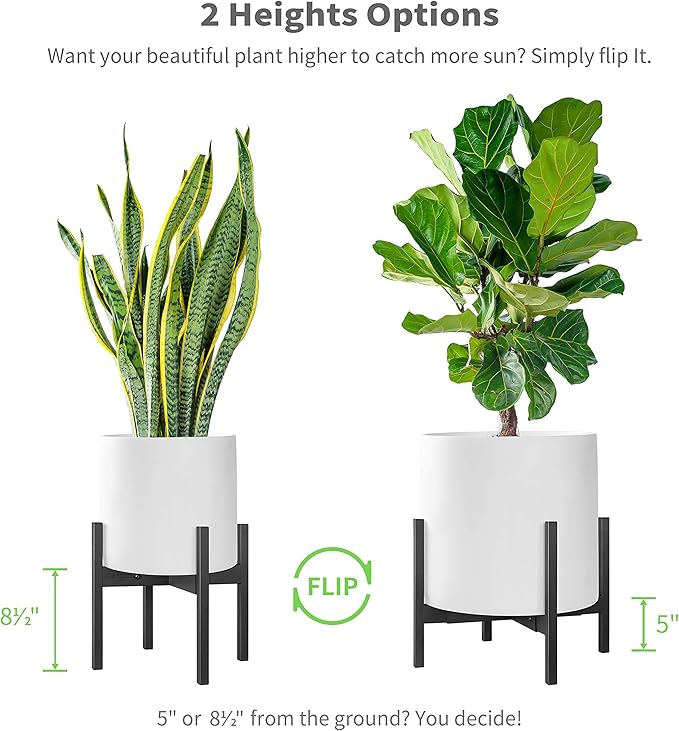 FaithLand Plant Stand, Adjustable Size Fits 12 13 14 15 16 Inches Large Plant Pot, Metal Planter Stand, Mid Century Expandable Plant Holder Indoor Outdoor, Adjustable Width: 12”-16.1” - Easy Assembly