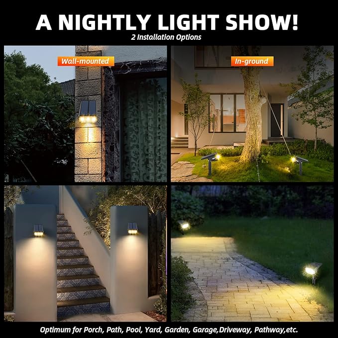 Solar Spot Lights Outdoor Landscape Lights, 40 LEDs Solar Landscape Spotlights Outdoor Waterproof Auto On/Off Garden Lights, Outdoor Lights for Yard Palm Trees Driveway Patio Pool