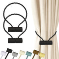 Hion Magnetic Curtain Tiebacks Black 2pcs, Curtain Tiebacks Buckles Holdbacks Holders Hooks Clip for Home Bedroom Office Decorative Curtain
