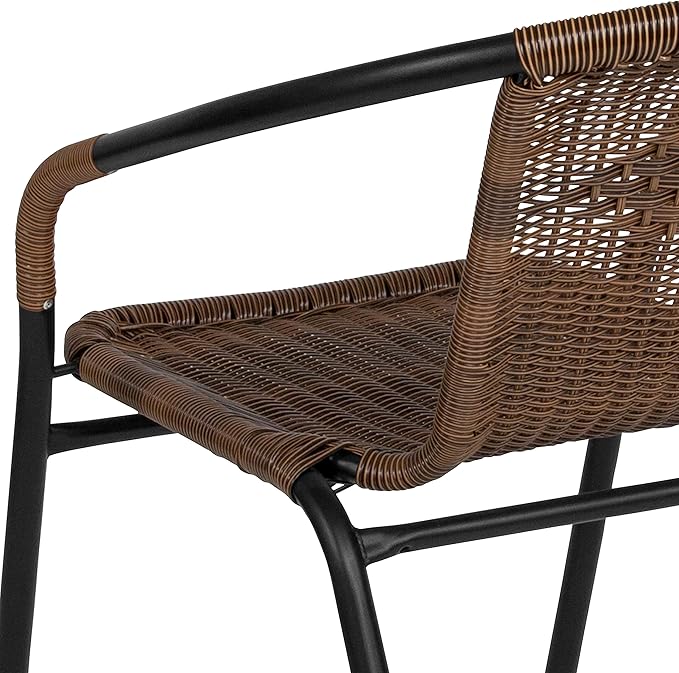 Flash Furniture Lila Medium Brown Rattan Indoor-Outdoor Restaurant Stack Chair