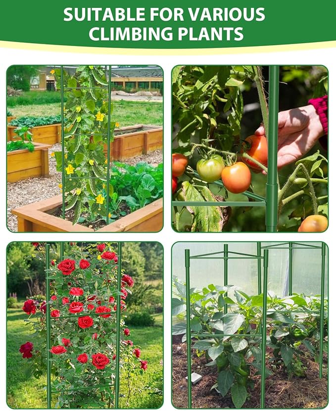 3 Pack Tomato Cages for Garden, 51in*13in Adjustable Tomatoes Plant Stakes Support Cages Trellis, Garden Trellis for Vegetable Flowers Fruits Climbing Plants- 20 Binding Wires Included