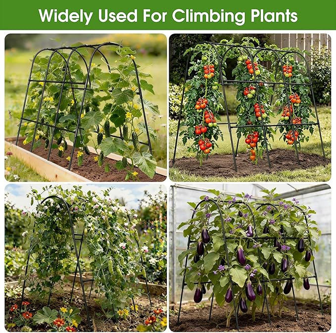 Cucumber Trellis for Raised Bed,U-Shape Garden Trellis for Climbing Plants Outdoor, Metal Arch Vegetables Trellis, Plant Support for Vine (Black, 47.2" Lx21.6 WX47.2 H-Medium)