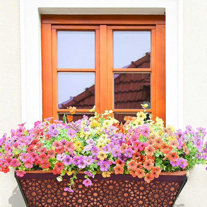 4 Pack 30" Railing Planter Window Box Deck Balcony Rail Planter Black Metal Flower Basket Horse Trough Planter with Coco Fiber Liner for Porch Fence Patio Outdoor