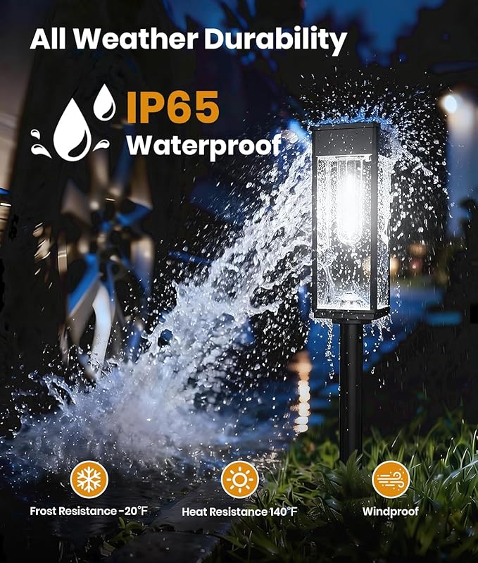 Solar Pathway Lights Outdoor, 4 Pack Bright Solar Lights Outdoor, IP65 Waterproof Garden Decor Solar Powered Landscape Lighting for Yard Patio Walkway Driveway Pathway (Cool White)