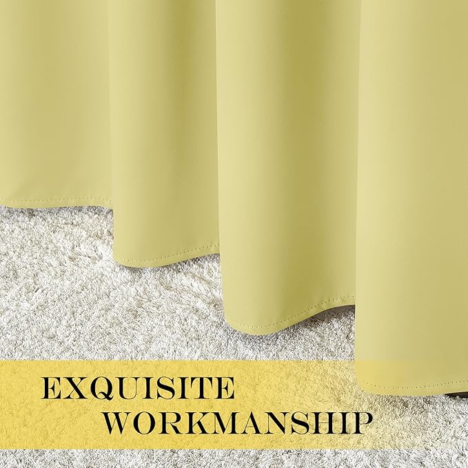 NICETOWN Blackout Curtains 54 Inches Long, Thermal Insulated Room Darkening Curtains for Bedroom, Window Treatment Drapes for Living Room Nursery (W66 x L54 Inch, Paler Yellow, 1 Panel)
