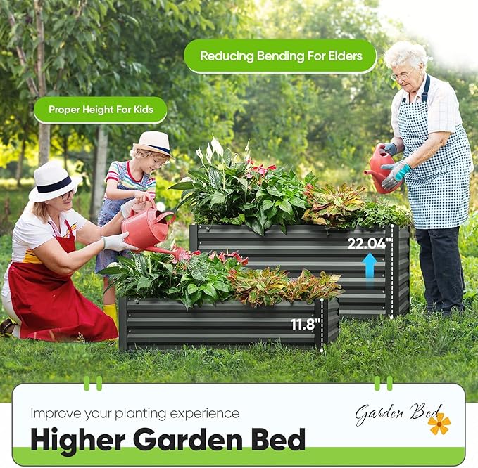 Quictent Raised Garden Bed Galvanized Raised Beds for Gardening Vegetables with Cover 4x3x2 ft Tall Metal Planter Box Outdoor Use (Clear)