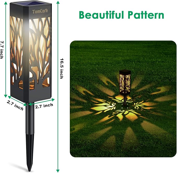 TomCare Solar Lights Outdoor Upgraded Bright Solar Pathway Lights Bigger Size Decorative Solar Waterproof Solar Powered Led Landscape Garden Lighting for Path Yard Walkway, 8 Pack