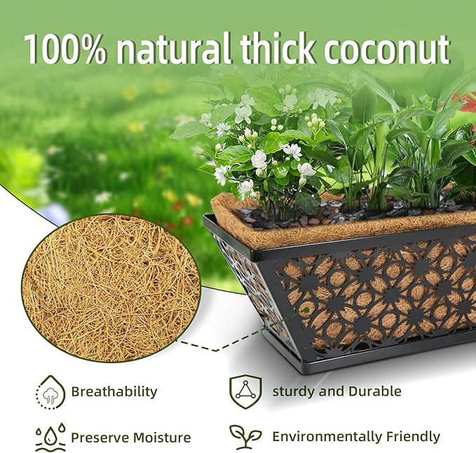 hehimhis 24 Inch 2 Pack Railing Planter Box with Adjustable Bracket,Window Planter Boxes Outdoor for Porch,Balcony Planters Railing Hanging,Fence,Patio Hanging Planters for Garden