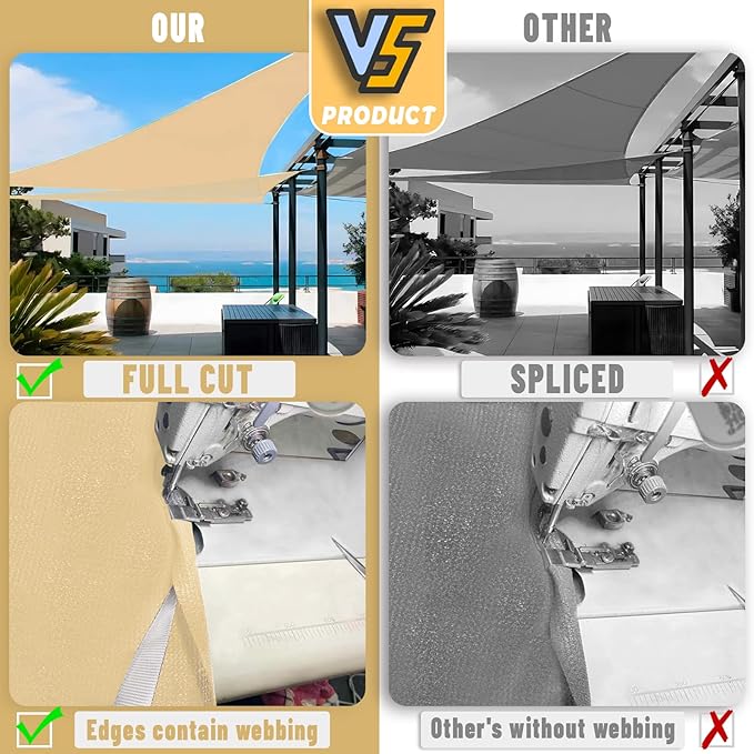 LOVE STORY Custom Size 7'x14'x15.7' Sand Sun Shade Sail Right Triangle Sunhsade Fabric Awning Canopy for Patio Backyard Carport Pergola (Customized)