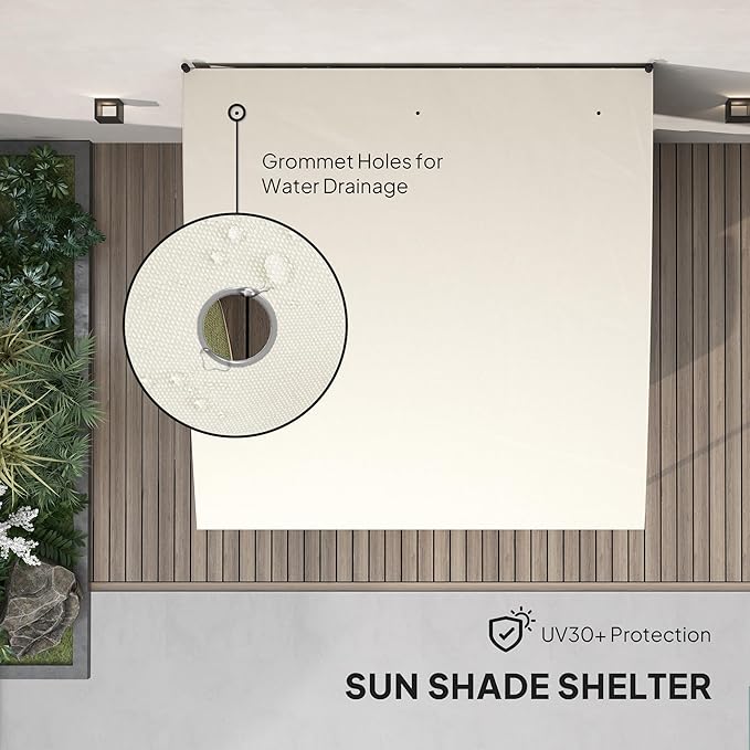Outsunny 10' x 10' Outdoor Pergola Gazebo with UV-Resistant Canopy and Metal Frame, Sun Shade Shelter for Porch, Patio, Deck, Backyard, Cream White