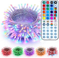 Brizled Color Changing String Lights, 33ft 100 LED Pasrel Easter Mini Lights with Remote, Dimmable RGB Lights String Clear Wire, Indoor USB Twinkle Light for Christmas Halloween Year-Round Decor
