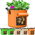 7 Gallon Potato Grow Bags - 6 Pack 350g Heavy Duty Thick Aeration Nonwoven Fabric Pots with Handles, Potatoes Grow Bags 7 Gal with Flap, Garden Bags for Growing Potatoes Plant Vegetables Flower
