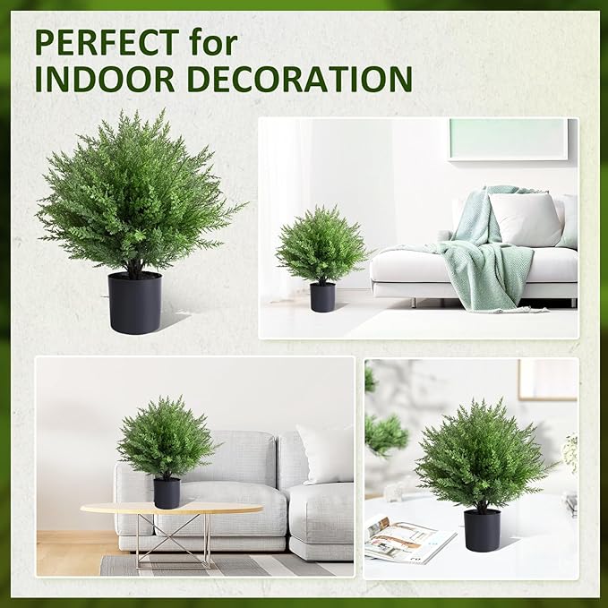 Artificial Topiary Bushes for Outdoors with Spike, Boxwood Ball Fake Shrubs UV Resistant Faux Plants for Indoor Outdoor Fall Thanksgiving Halloween Decor (Heart Crpress Topiary with Pot-2 Pack)